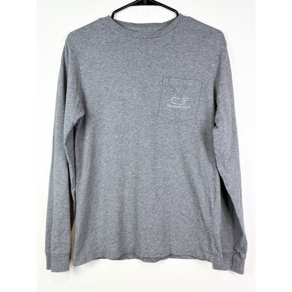 Vineyard Vines Shirt Mens XS Whale Graphic Gray Long Sleeve Pocket Preppy Cotton
